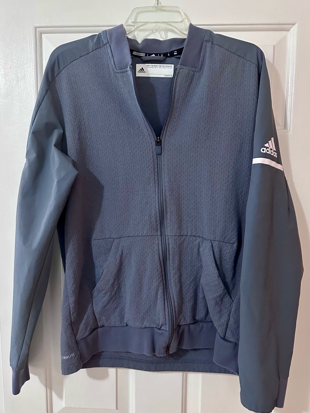 Adidas Climalite Full-Zip Track Jacket (Charcoal Gray, Unisex Size Medium)